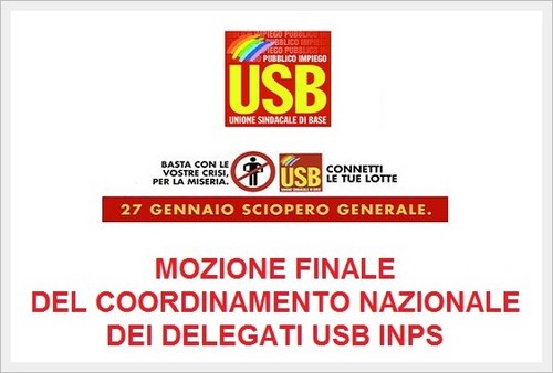 Usb Pubblico Impiego Inps Mozione Finale Del Coordinamento Nazionale